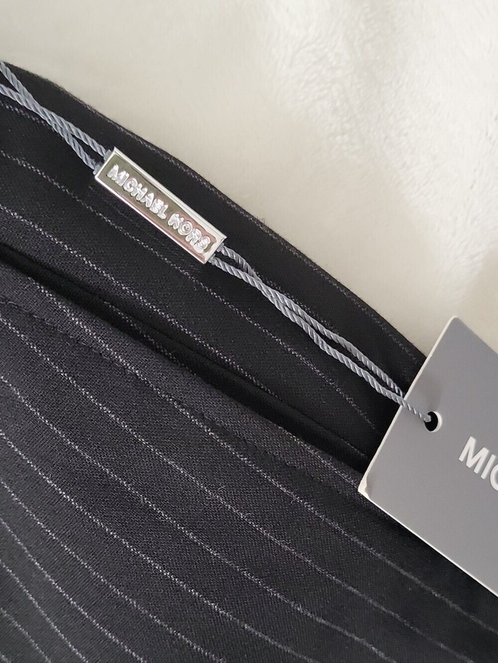 Michael Kors Men's Black Pinstripe Dress Pants 34W x 30L Flat Front - Picture 10 of 16